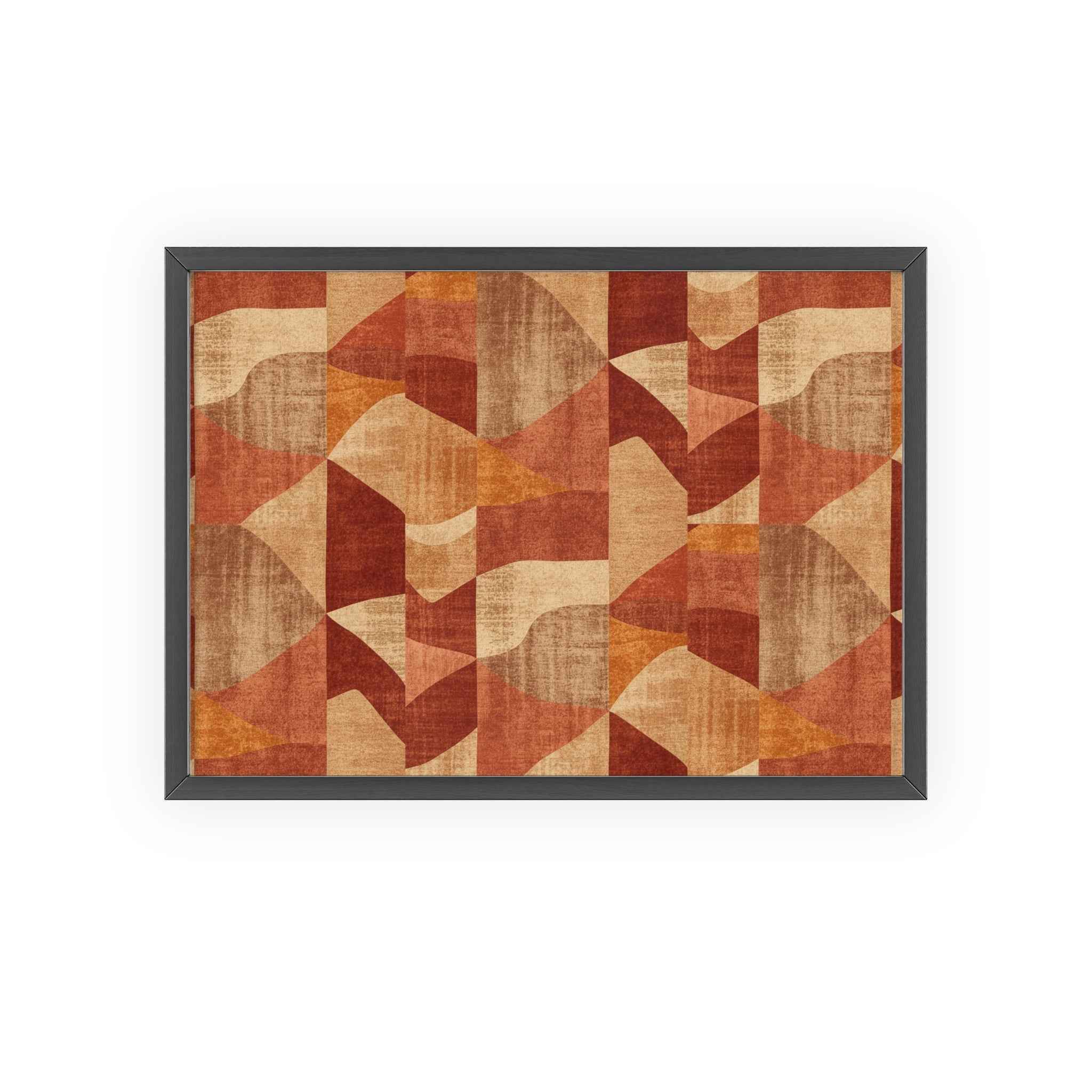 Faux Retro Geometric Poster with Wooden Frame